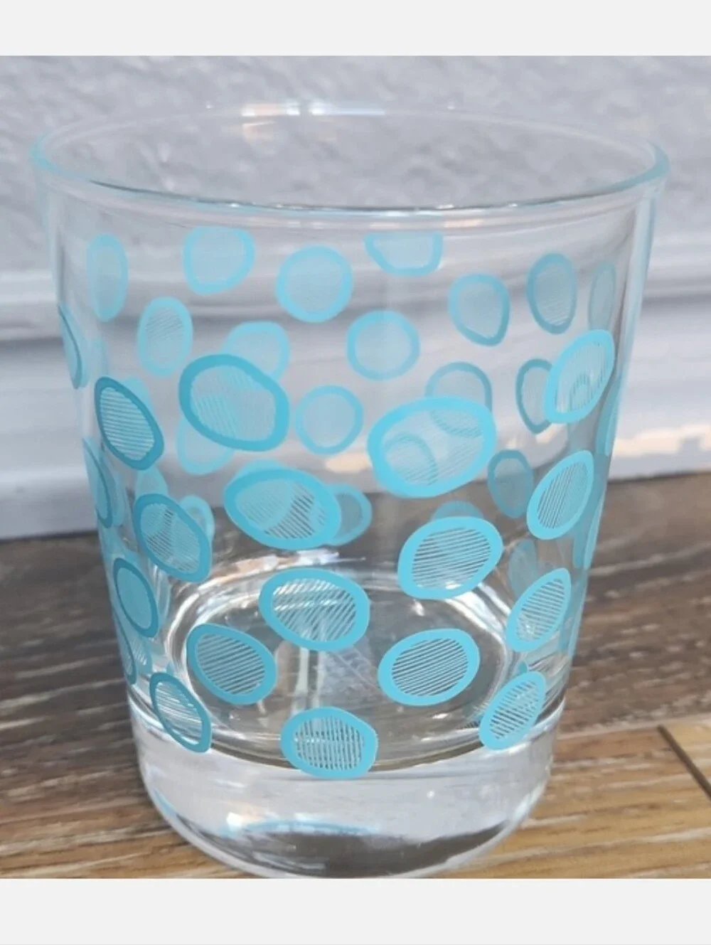 IKEA Kremla Blue Dot Clear Glass Juice Cup